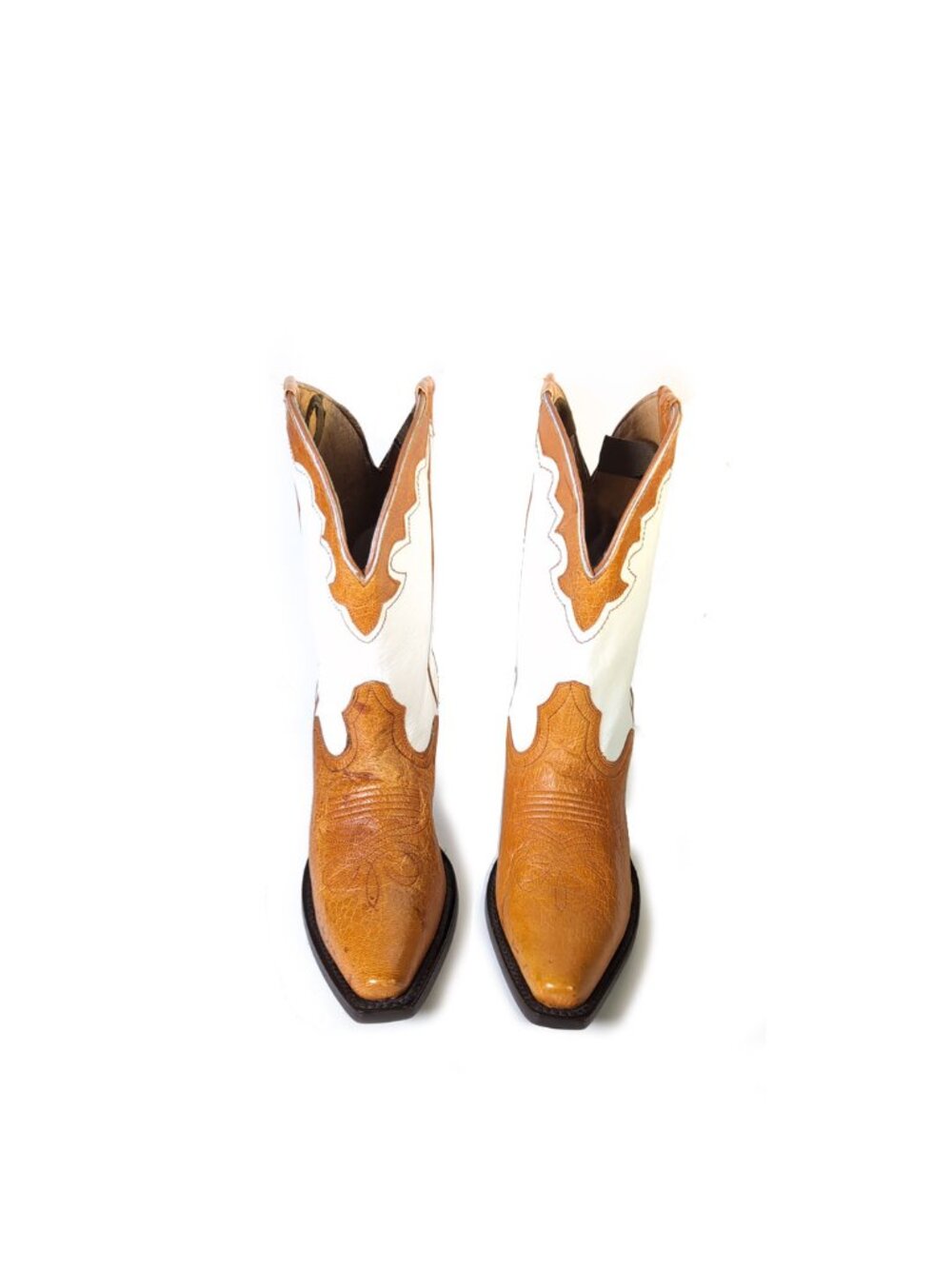 Vintage JB Dillon Cowboy Boots Tan & White Womens Size 8.5 - Picture 16 of 16